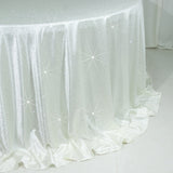 Scuba Round Tablecloth 132 Pearl White with Rhinestone Accents – Seamless, Wrinkle-Free
