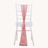 5 Pack Rose Gold Metallic Fringe Shag Tinsel Chair Sashes, Shimmery Polyester Chair Sashes