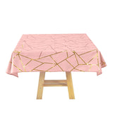 54"x54" Dusty Rose Polyester Square Tablecloth With Gold Foil Geometric Pattern