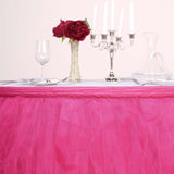 14FT Fuchsia 4 Layer Tulle Tutu Pleated Table Skirts