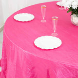 132inch Fuchsia Accordion Crinkle Taffeta Seamless Round Tablecloth