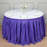 21ft Purple Pleated Polyester Table Skirt, Banquet Folding Table Skirt