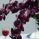 2 Stems | 40inch Tall Eggplant Artificial Silk Orchid Flower Bouquets