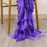 5 Pack Purple Curly Willow Chiffon Satin Chair Sashes