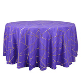 120inch Purple Round Polyester Tablecloth With Gold Foil Geometric Pattern