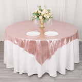 72x72inch Rose Gold Shimmer Sequin Dots Square Polyester Table Overlay