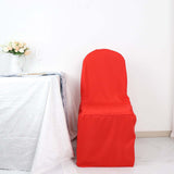 10 Pack Red Polyester Banquet Chair Covers, Reusable Stain Resistant Slip On Chair Covers