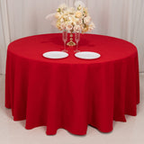 120inch Red Cotton Blend Round Tablecloth Seamless for 5 Foot Table