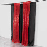 2 Pack Red Sequin Event Curtain Drapes with Rod Pockets, Seamless Backdrop Event Panels