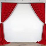 2 Pack Red Scuba Polyester Curtain Panel Durable Flame Resistant Backdrops Wrinkle Free With Rod 