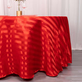 120inch Red Satin Stripe Seamless Round Tablecloth