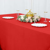 90x132inch Red 200 GSM Seamless Premium Polyester Rectangular Tablecloth