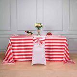 5 Pack | 6" x 108 " | Red & White | Stripe Satin Chair Sashes