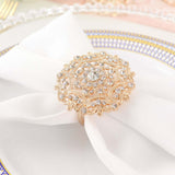 4 Pack | Diamond Rhinestone Gold Metal Flower Napkin Rings