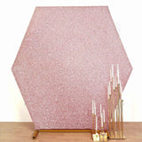 8ftx7ft Blush / Rose Gold Metallic Shimmer Tinsel Spandex Hexagon Backdrop, 2-Sided Wedding Arch