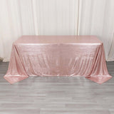 90x132inch Shiny Blush Rose Gold Polyester Rectangular Tablecloth With Shimmer Sequin Dots