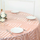 120inch Blush Rose Gold Geometric Glitz Art Deco Sequin Round Tablecloth