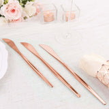 8inch Glossy Rose Gold Heavy Duty Plastic Silverware Knives, Premium Disposable Flatware Cutlery