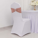 5 Pack Rose Gold Shimmer Tinsel Spandex Stretch Chair Sashes With Round Silver Rhinestone Chair