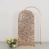 6ft Sparkly Rose Gold Big Payette Sequin Fitted Wedding Arch Cover for Round 