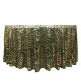 120inch Hunter Emerald Green Gold Wave Mesh Round Tablecloth With Embroidered Sequins