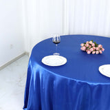 132Inch Royal Blue Seamless Satin Round Tablecloth