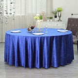 120inch Royal Blue Seamless Premium Velvet Round Tablecloth, Reusable Linen