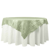 72x72inch Sage Green Accordion Crinkle Taffeta Table Overlay, Square Tablecloth Topper