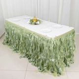 14ft Sage Green Curly Willow Taffeta Table Skirt