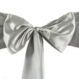 5 pack | 6 inch x 106 inch Silver Satin Chair Sash#whtbkgd