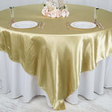 90"| Champagne Square Seamless Satin Tablecloth Overlay