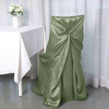 Dusty Sage Green Satin Self-Tie Universal Chair Cover, Folding, Dining, Banquet and Standard