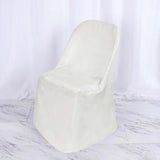 Ivory Glossy Satin Folding Chair Covers, Reusable Elegant Chair Covers