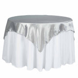 72" x 72" Silver Satin Square Tablecloth Overlay