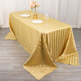 90x132inch Champagne Satin Stripe Seamless Rectangular Tablecloth