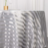 120inch Silver Satin Stripe Seamless Round Tablecloth