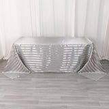 90x132inch Silver Satin Stripe Seamless Rectangular Tablecloth