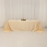 Beige Seamless Lamour Satin Rectangle Tablecloth - 90x156inch for 8 Foot Table