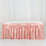 14ft Dusty Rose Pleated Satin Double Drape Table Skirt