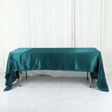 60"x126" Peacock Teal Satin Rectangular Tablecloth