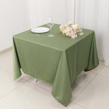 70" Dusty Sage Green Premium Scuba Wrinkle Free Square Tablecloth, Scuba Polyester Tablecloth