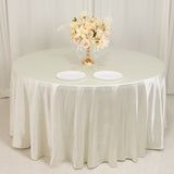 120inch Shimmer Pearl White Premium Scuba Round Tablecloth, Wrinkle Free Seamless