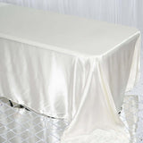 90x132Inch Ivory Satin Seamless Rectangular Tablecloth