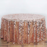 120 inches Big Payette Rose Gold | Blush Sequin Round Tablecloth Premium