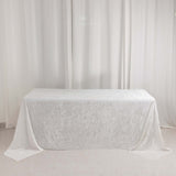 White Seamless Premium Crushed Velvet Rectangle Tablecloth - 90x132inch for 6 Foot Table