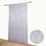 8ftx8ft Silver Geometric Sequin Event Curtain Drapes with Satin Backing, Seamless Opaque Sparkly