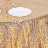 120inch Rose Gold Wave Mesh Round Tablecloth With Gold Embroidered Sequins