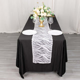 12x108inch White Black Wave Mesh Table Runner With Embroidered Sequins