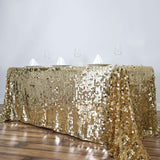 90X132 Champagne Big Payette Sequin Rectangle Tablecloth Premium