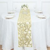 12x108inch Sparkly Gold Leaf Vine Sequin Tulle Table Runner